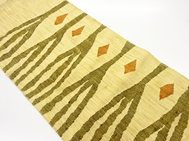 抽象横段模様織出し名古屋帯